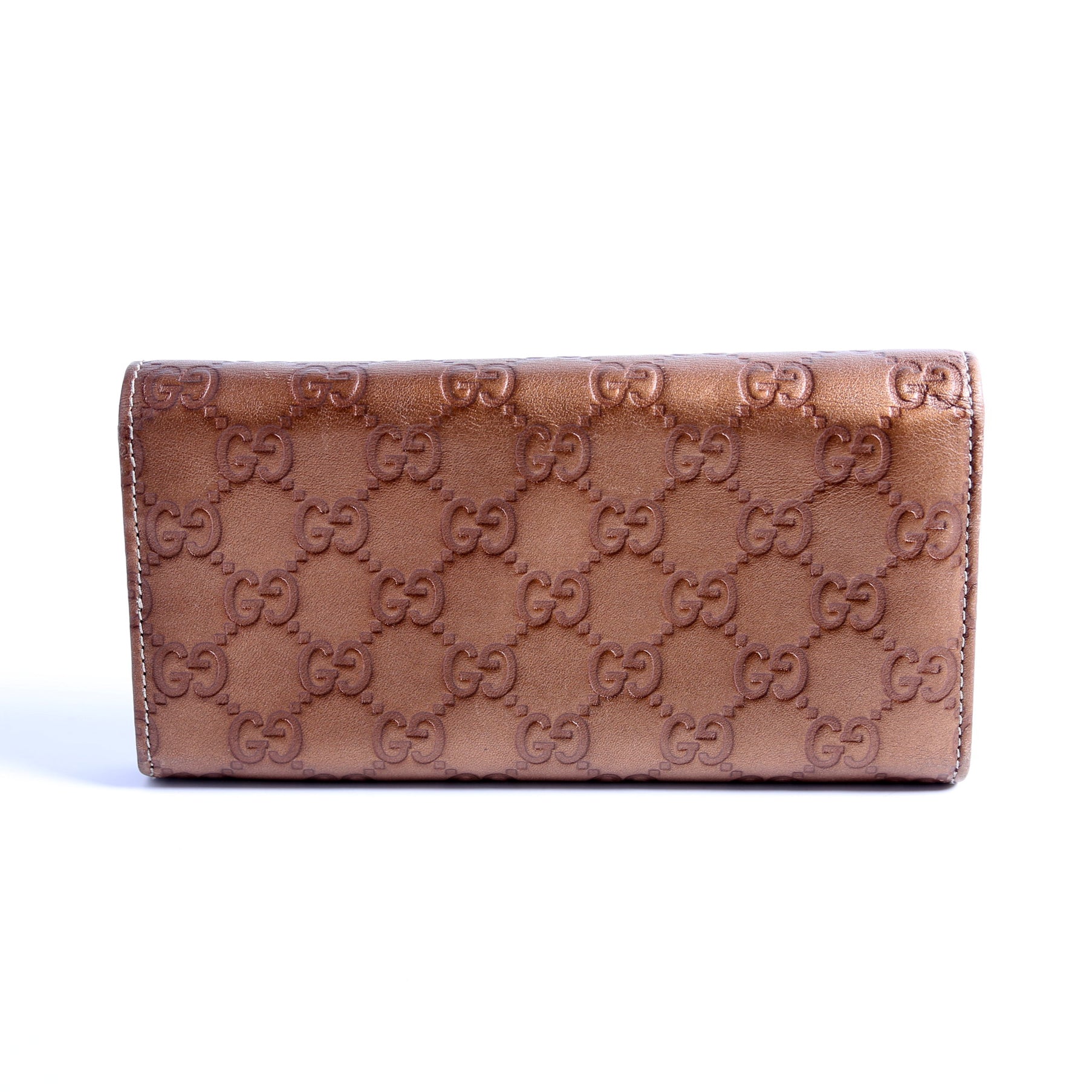 245728 Guccissima Lovely Heart Continental Wallet Bronze