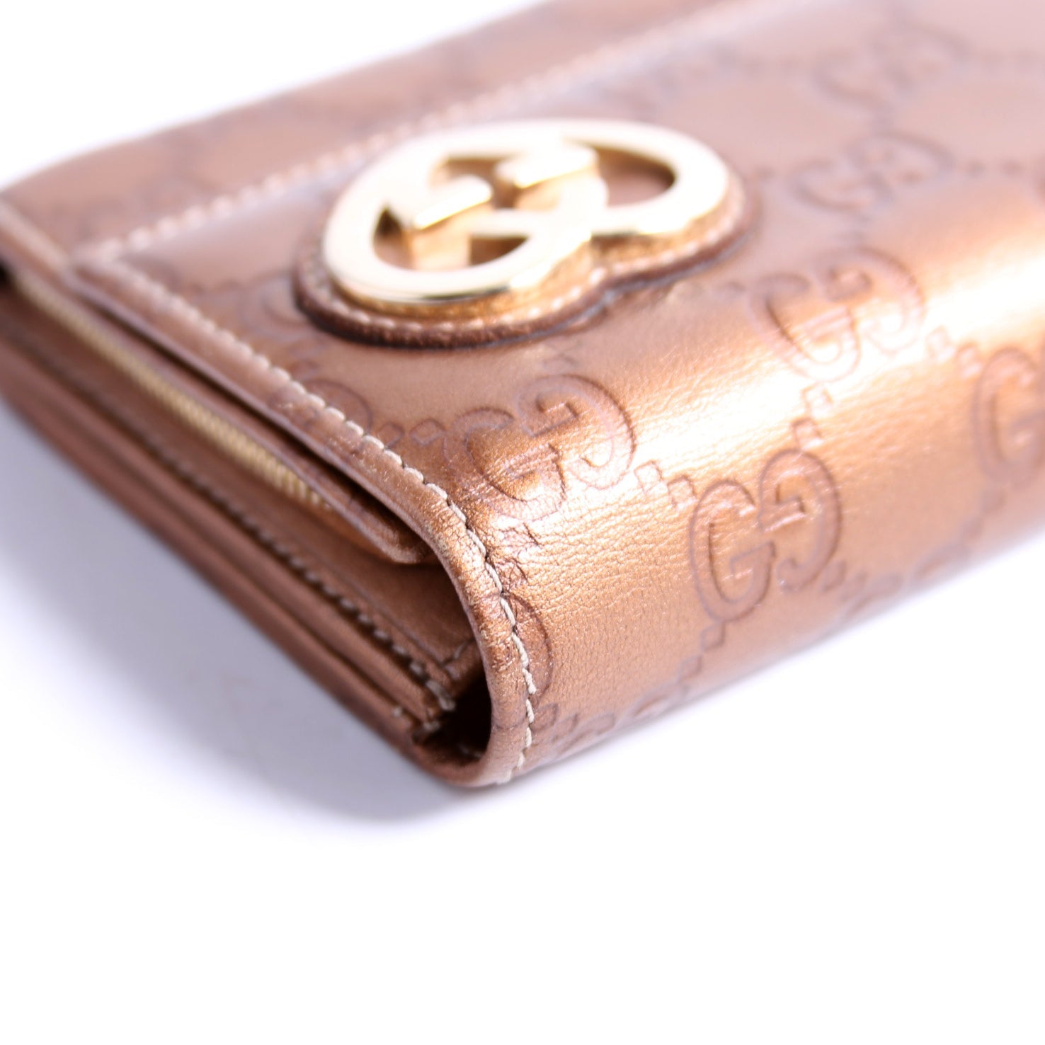245728 Guccissima Lovely Heart Continental Wallet Bronze