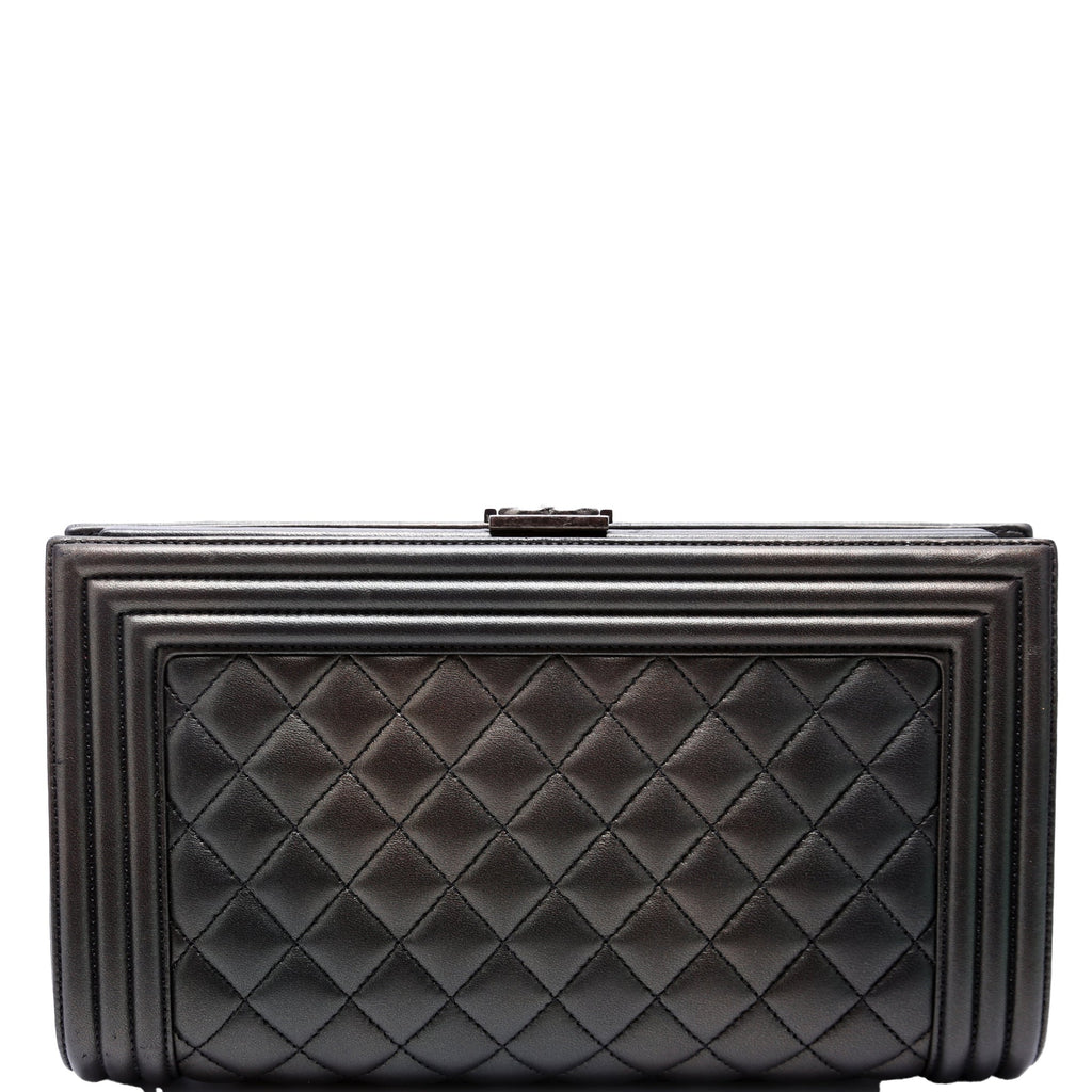 Boy Frame Clutch Metallic Lambskin 24M Grey