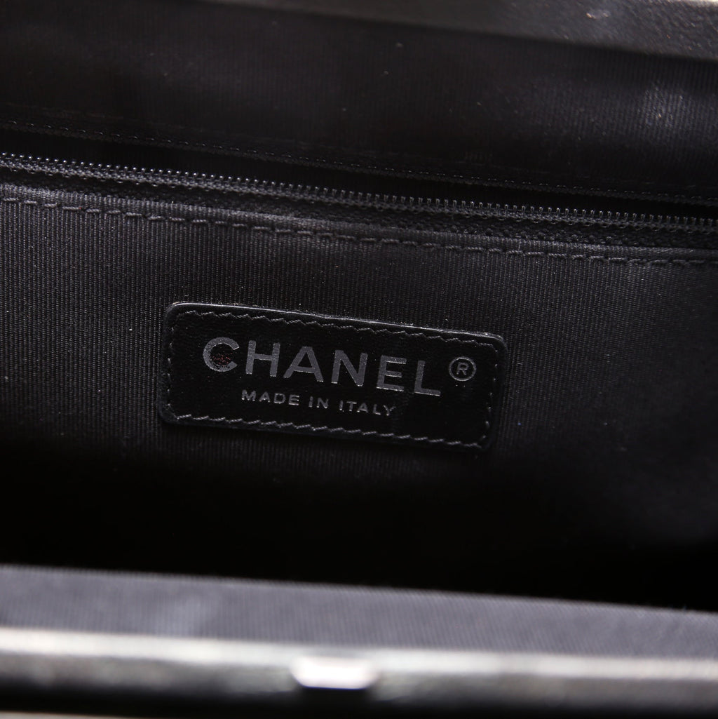 Boy Frame Clutch Metallic Lambskin 24M Grey