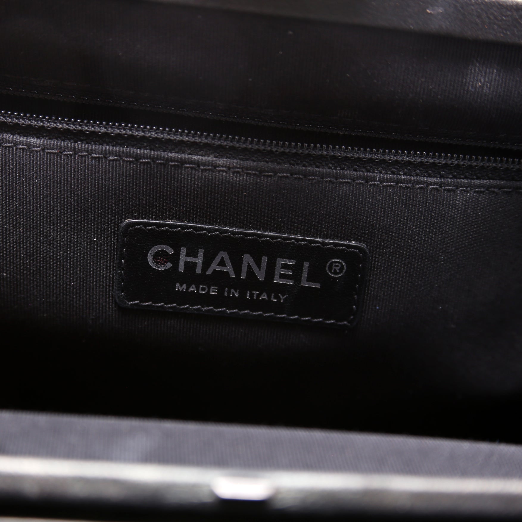 Boy Frame Clutch Metallic Lambskin 24M Grey