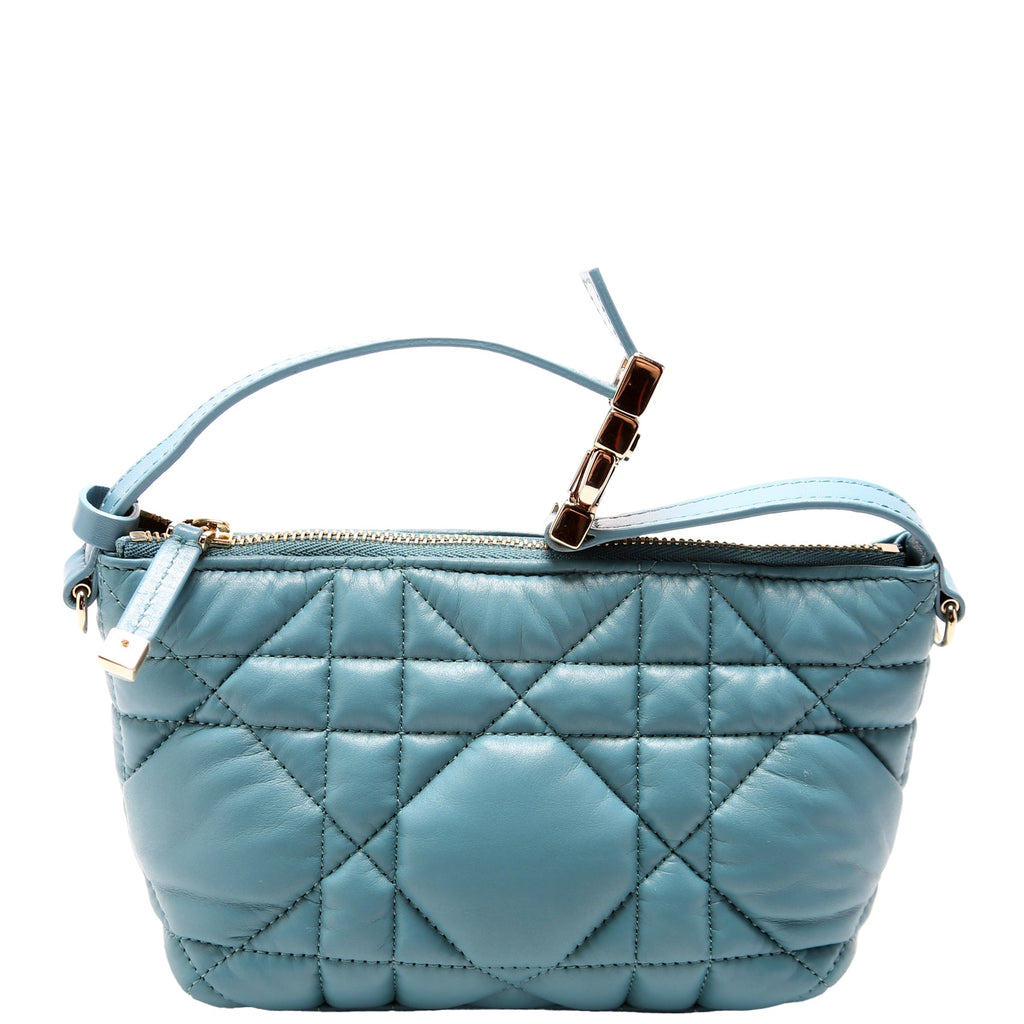 Diortravel Small Nomad Pouch Cannage Calfskin Blue