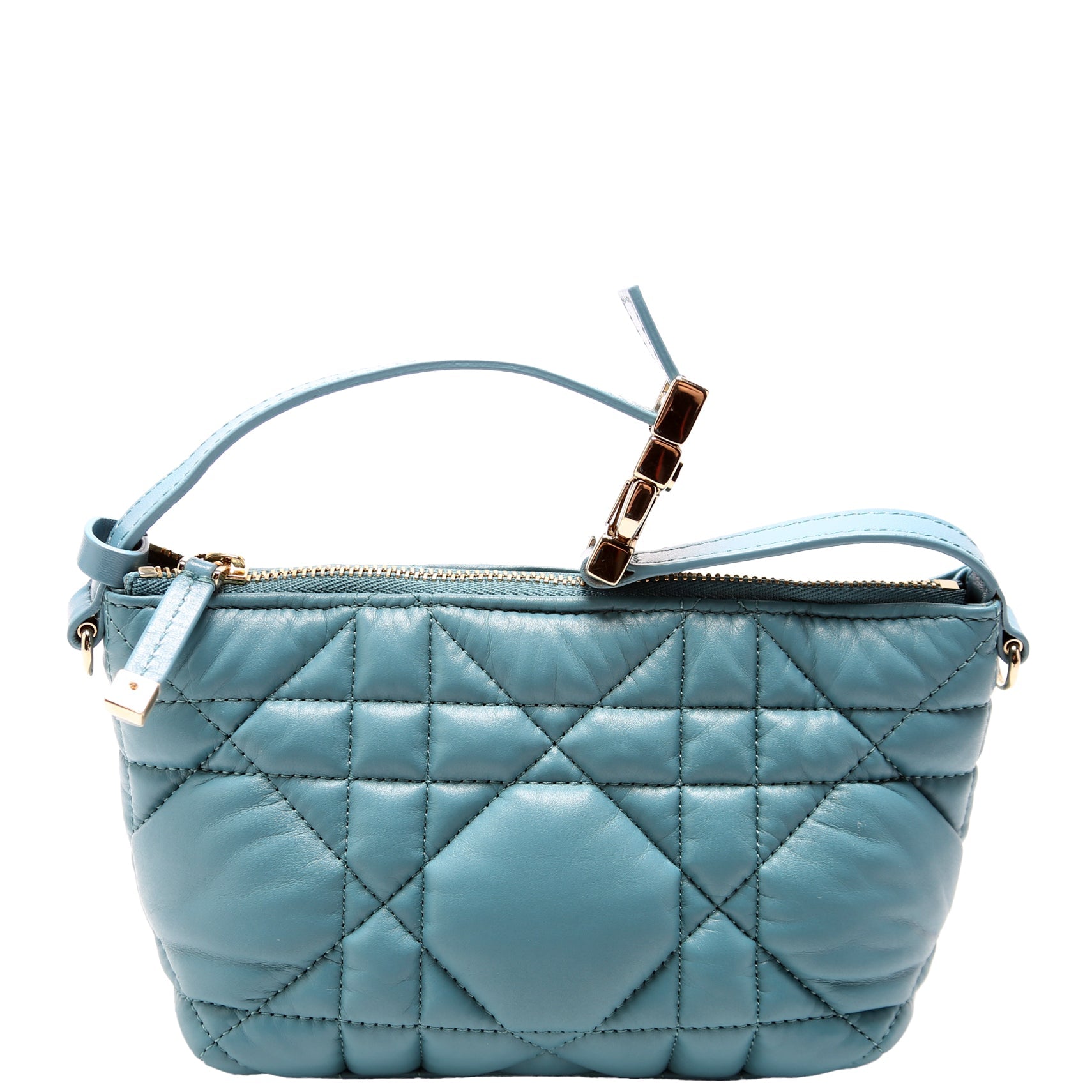 Diortravel Small Nomad Pouch Cannage Calfskin Blue