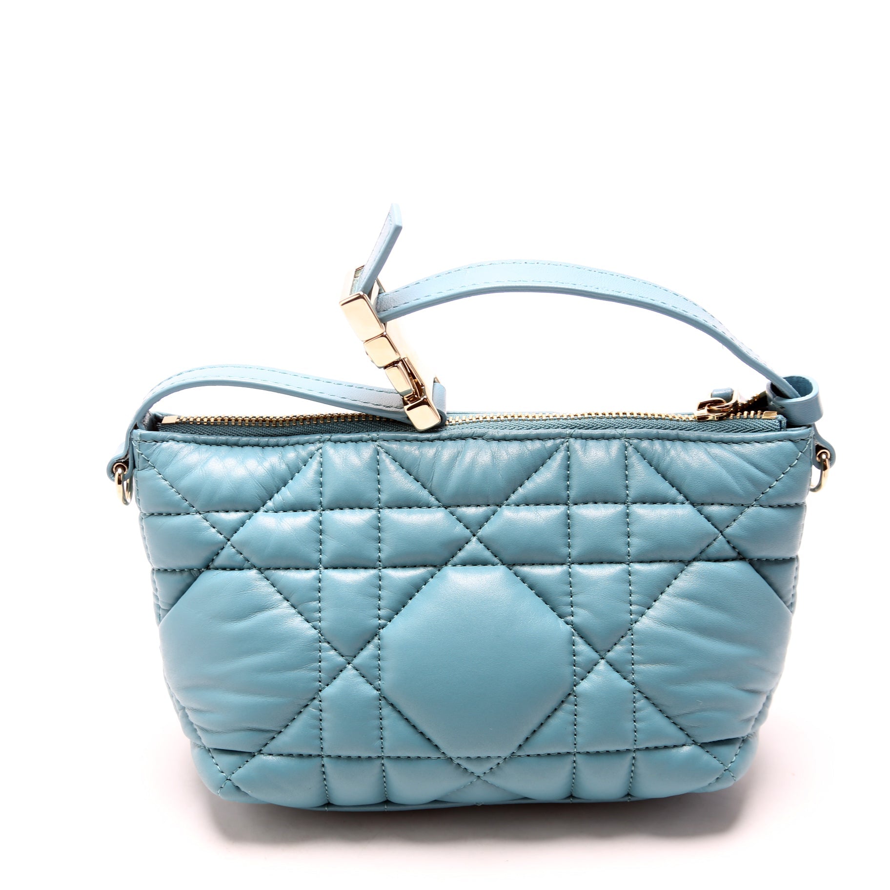 Diortravel Small Nomad Pouch Cannage Calfskin Blue