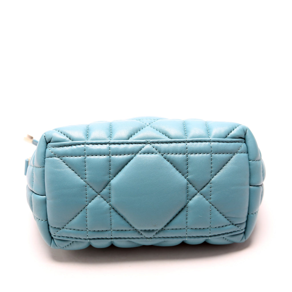 Diortravel Small Nomad Pouch Cannage Calfskin Blue