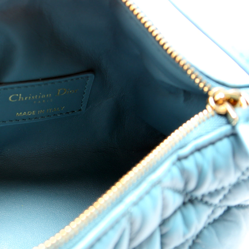 Diortravel Small Nomad Pouch Cannage Calfskin Blue