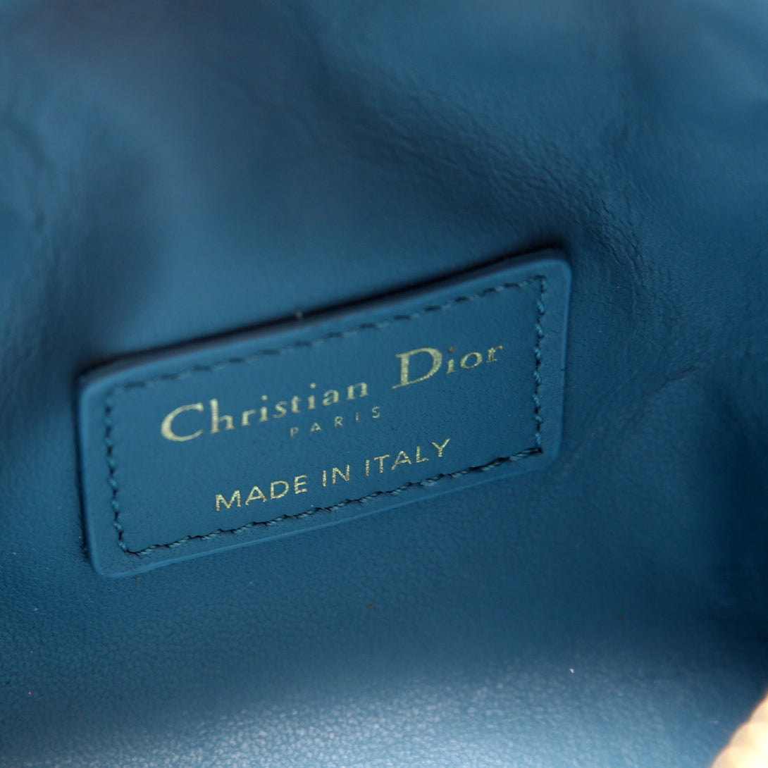 Diortravel Small Nomad Pouch Cannage Calfskin Blue