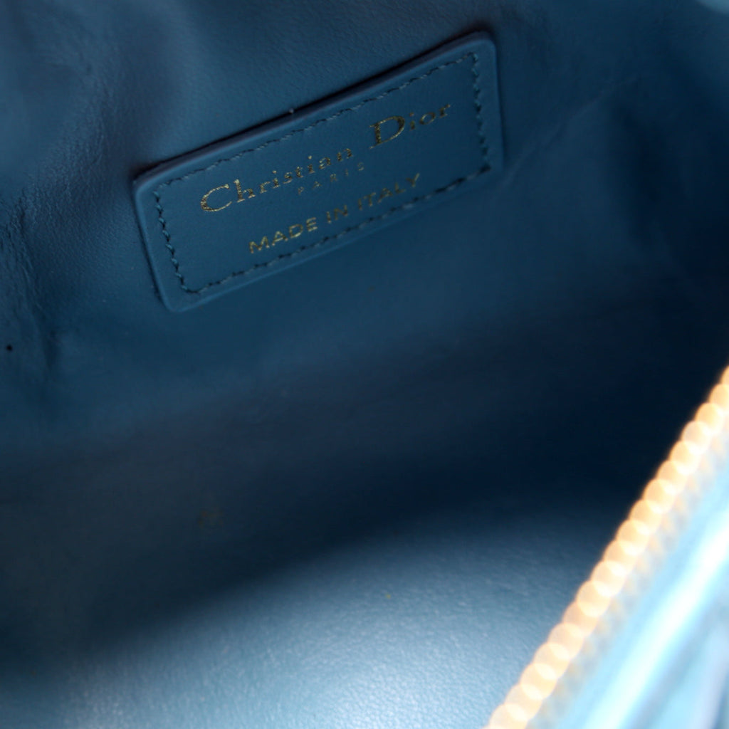Diortravel Small Nomad Pouch Cannage Calfskin Blue