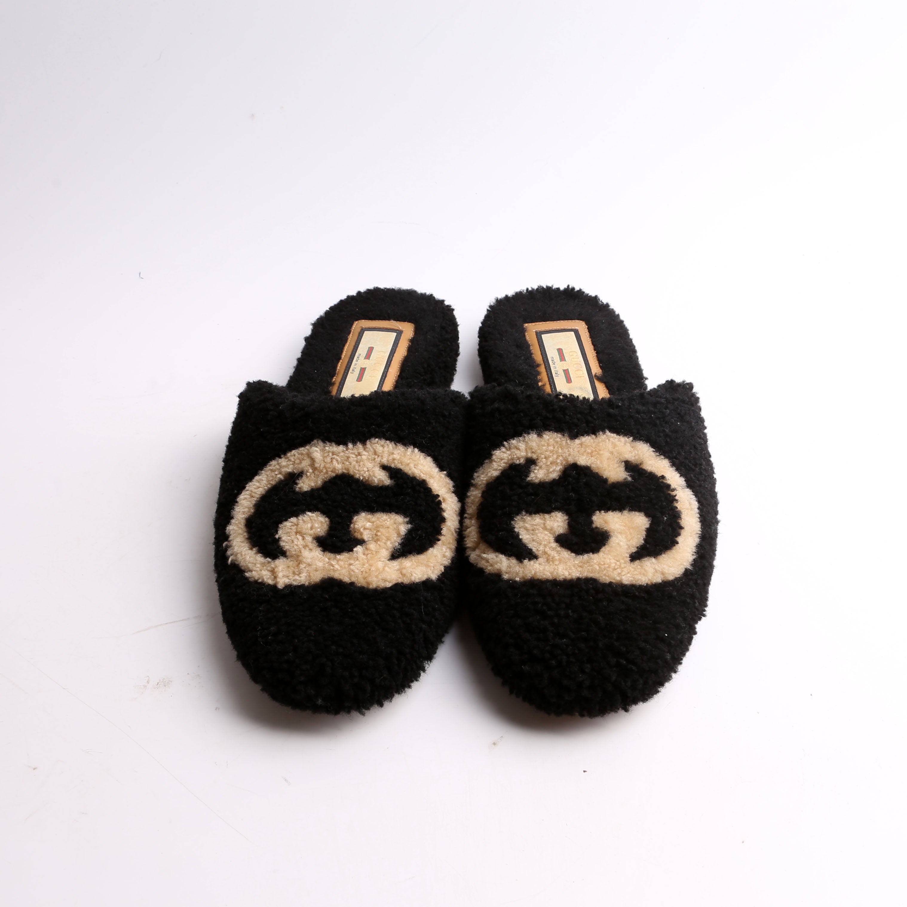 Men's Shearling Logo Slippers Size 40