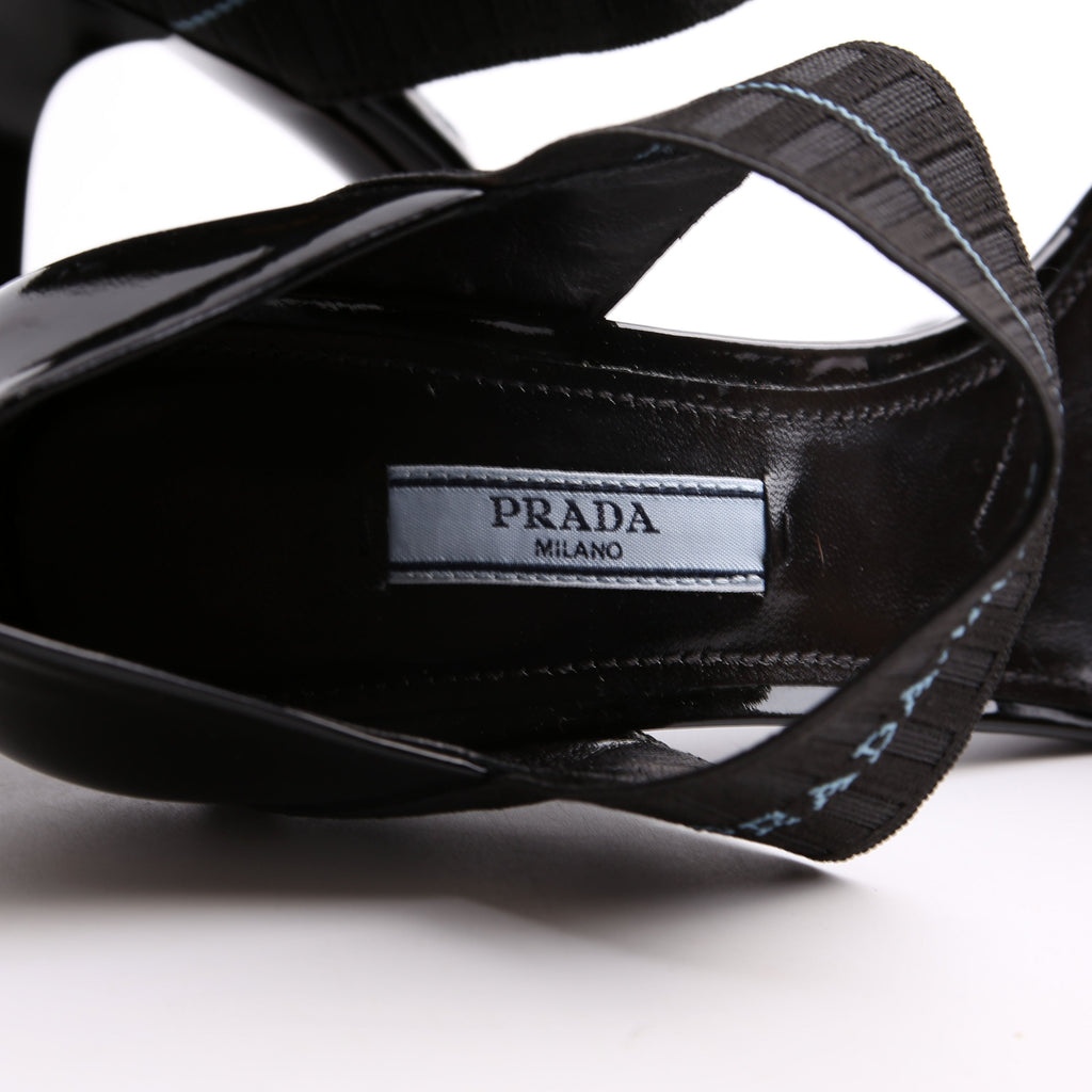 Patent Leather Logo Strap Heels Size 37.5