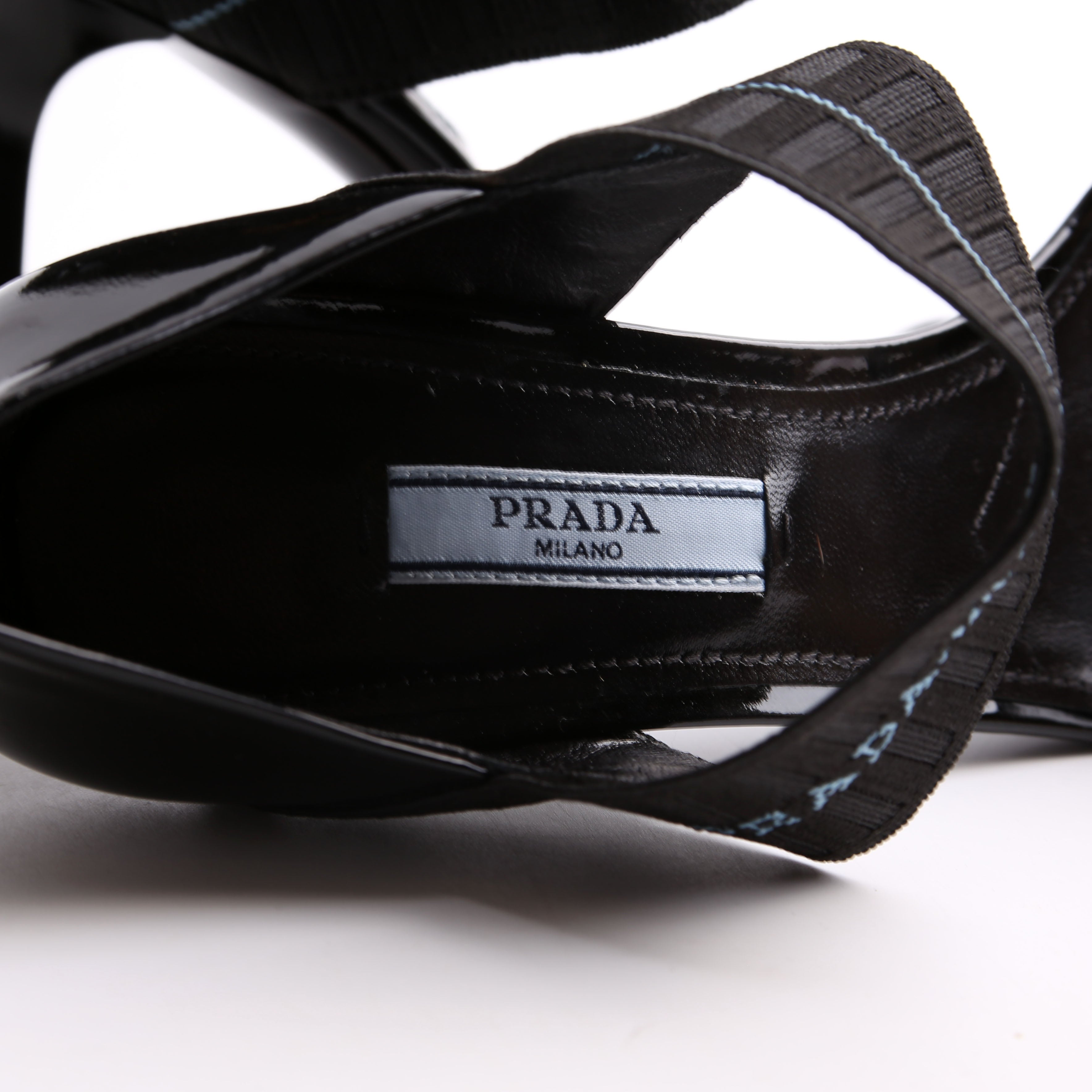Patent Leather Logo Strap Heels Size 37.5