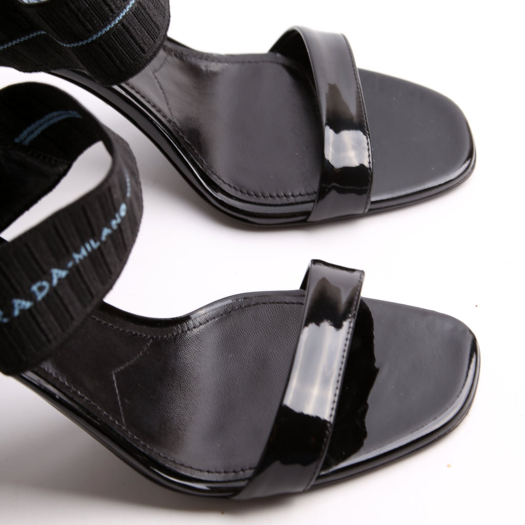 Patent Leather Logo Strap Heels Size 37.5