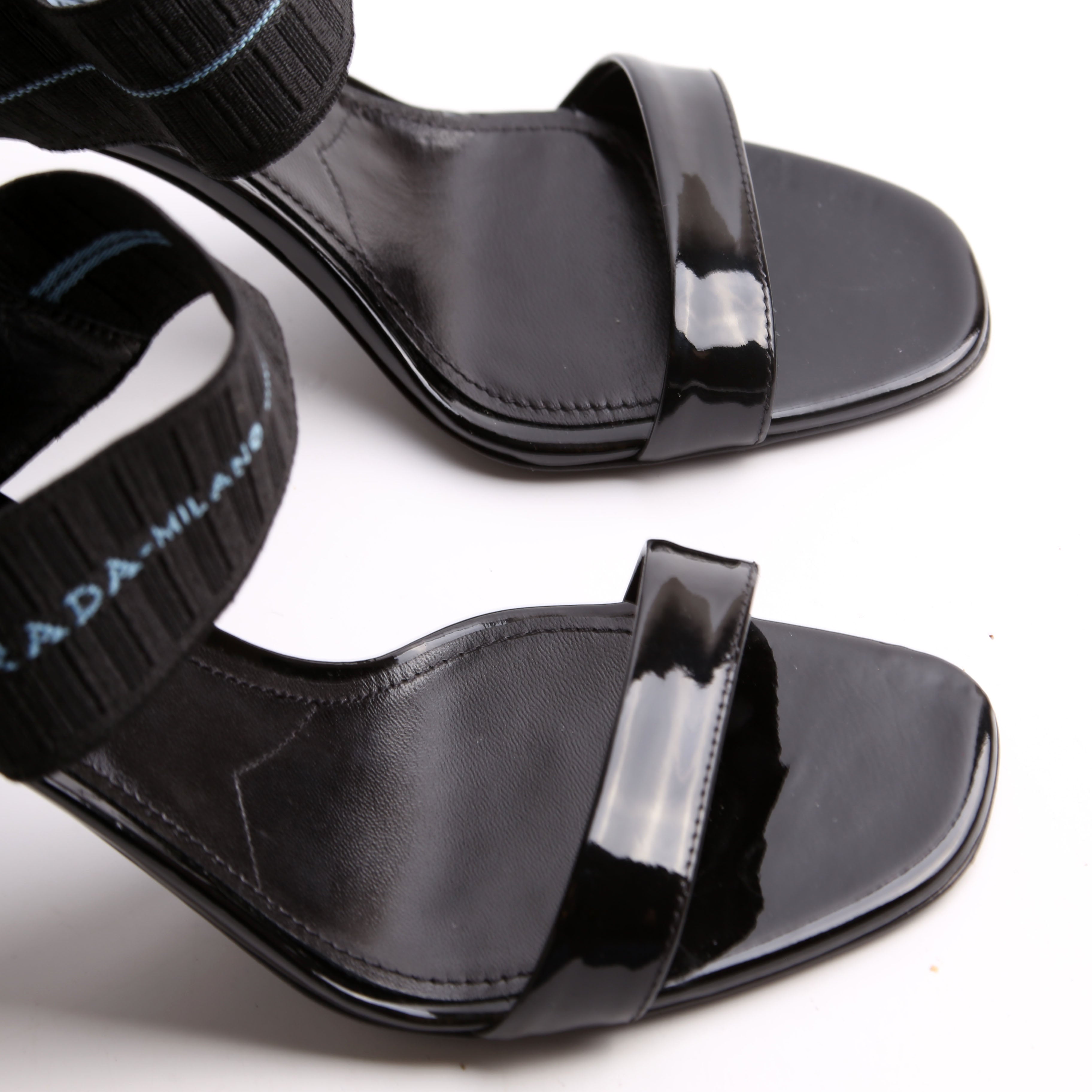 Patent Leather Logo Strap Heels Size 37.5