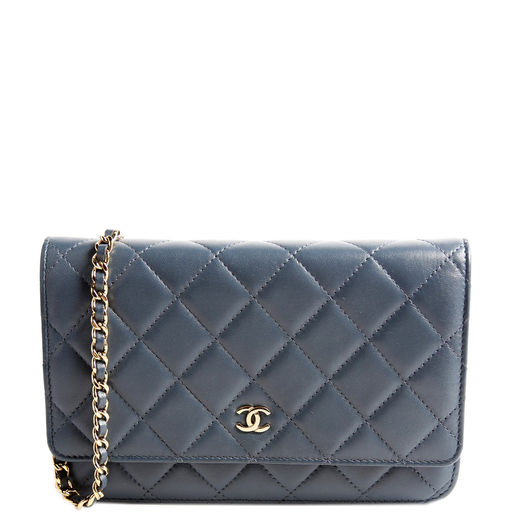 WOC Classic Quilted Lambskin Navy