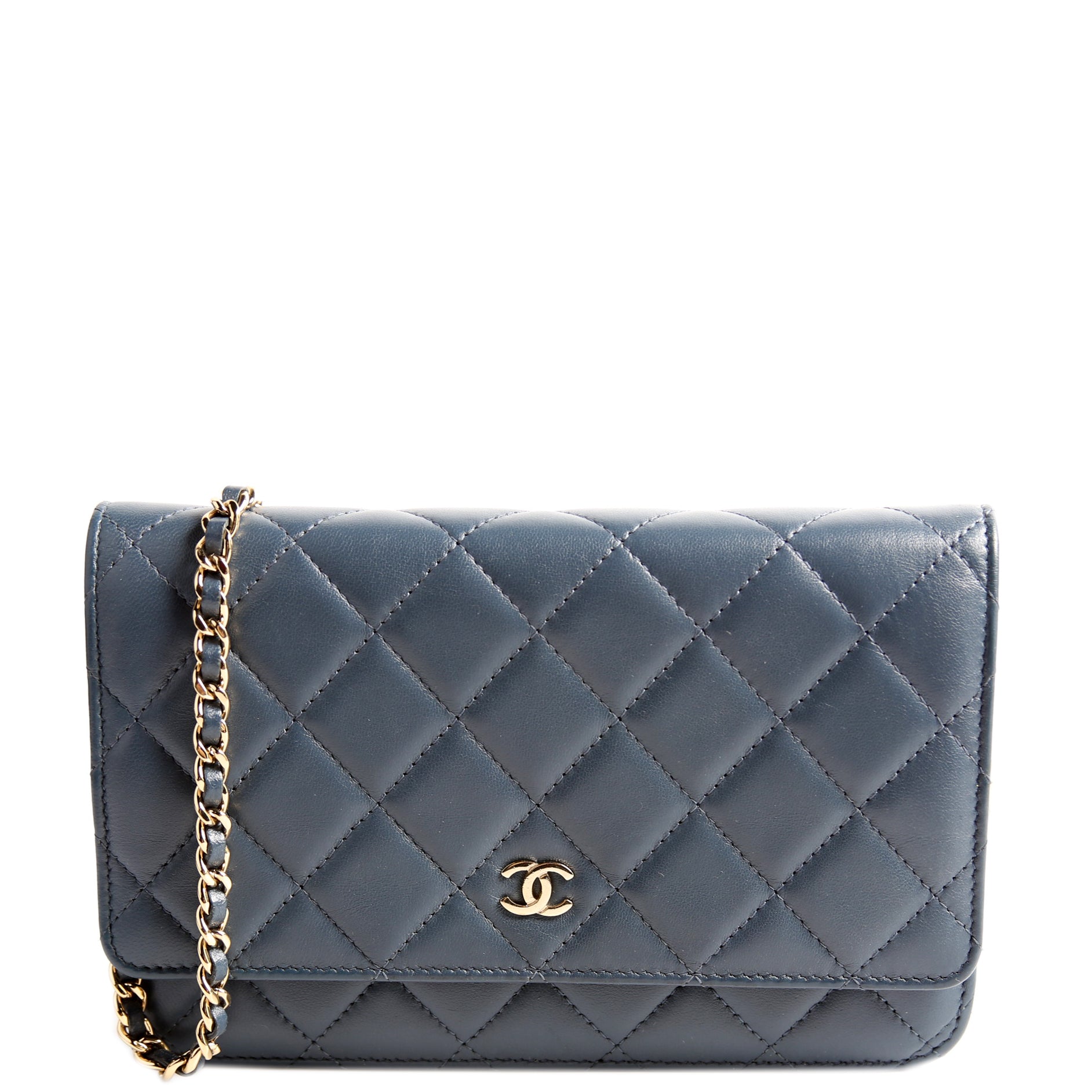WOC Classic Quilted Lambskin Navy