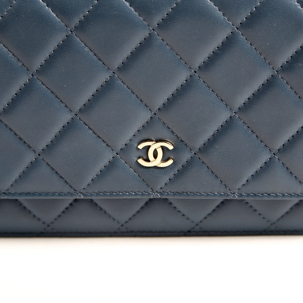 WOC Classic Quilted Lambskin Navy