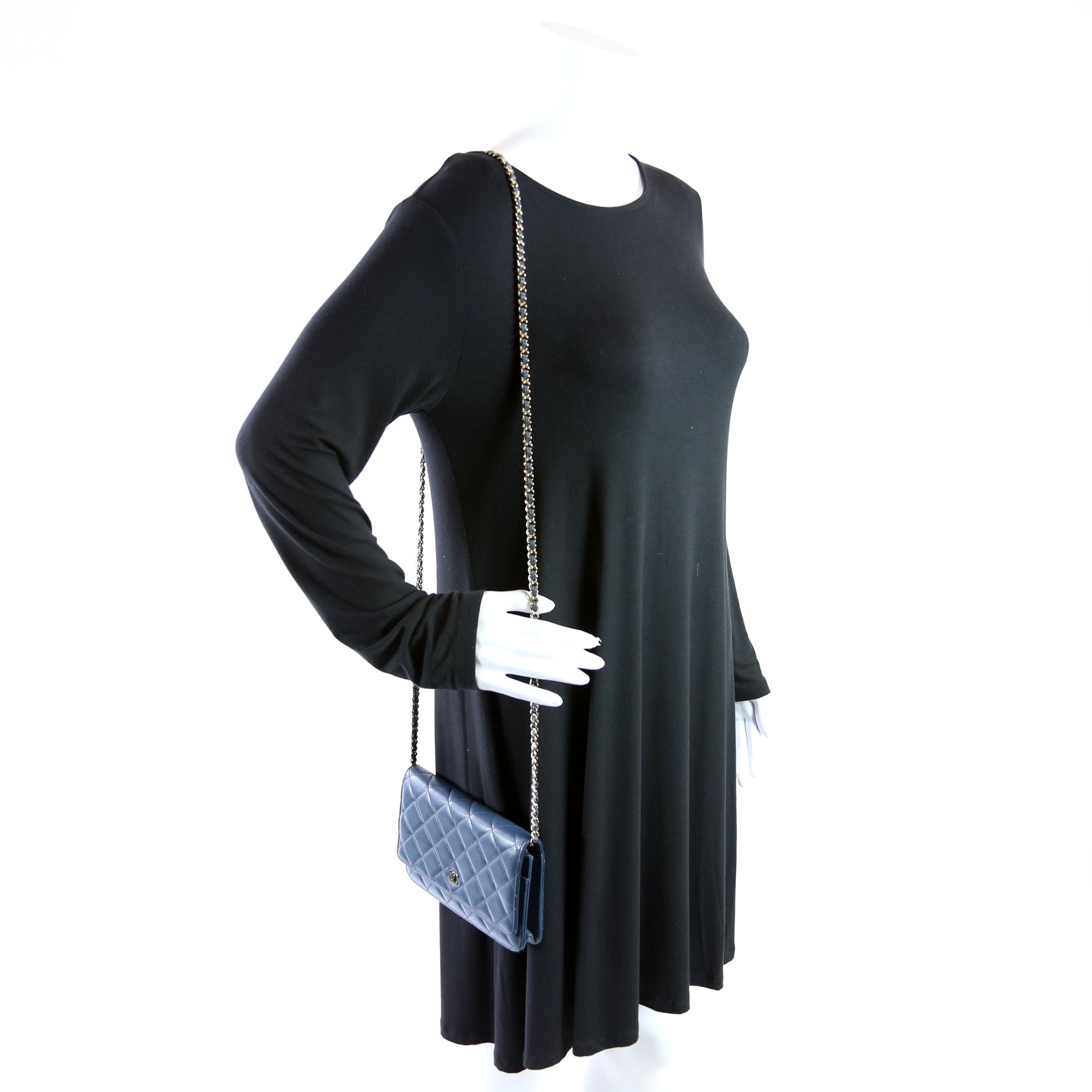 WOC Classic Quilted Lambskin Navy