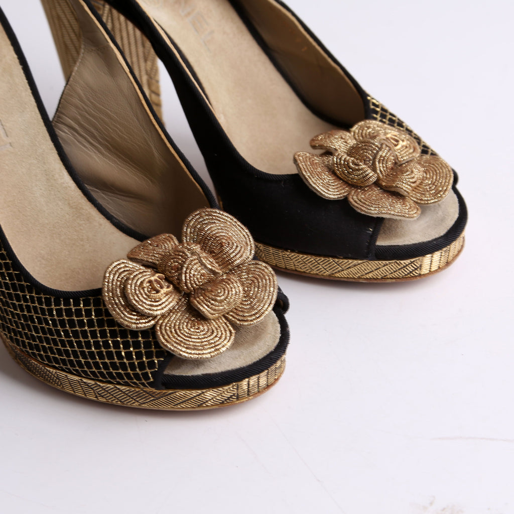 Latice Camellia Slingback Pumps Size 37