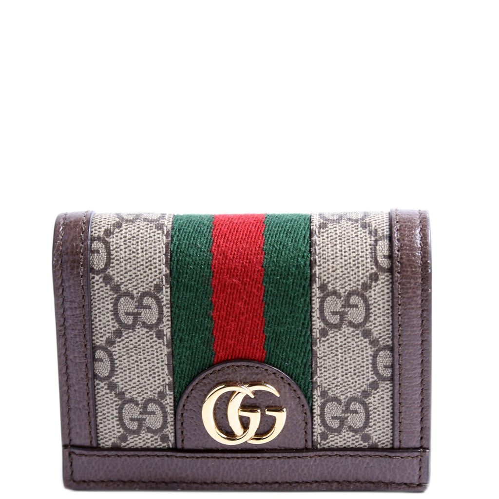 523155 Ophidia GG Card Case Wallet Brown