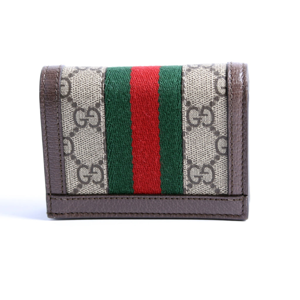 523155 Ophidia GG Card Case Wallet Brown