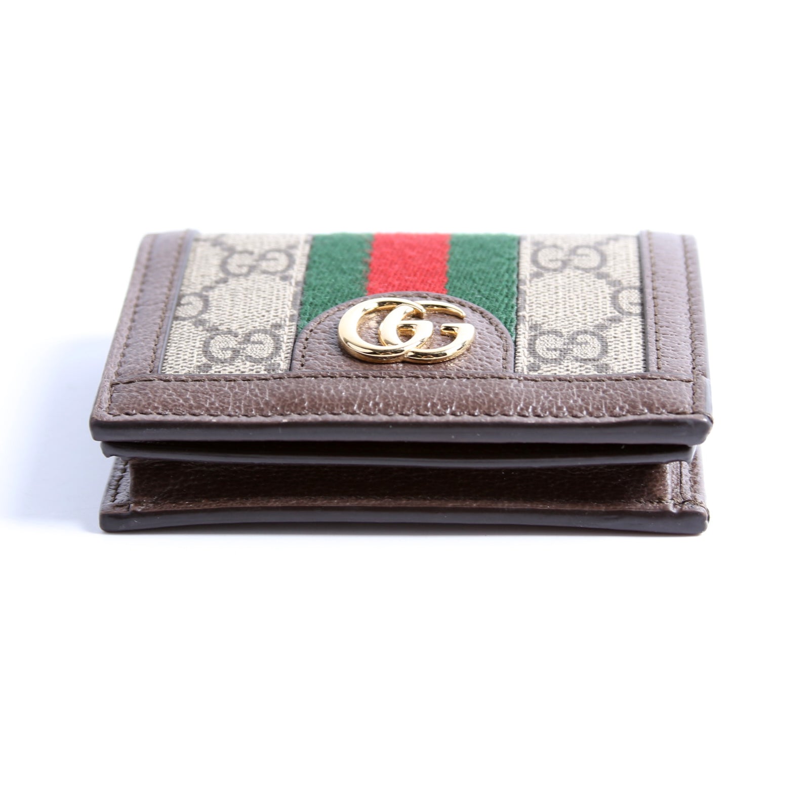 523155 Ophidia GG Card Case Wallet Brown