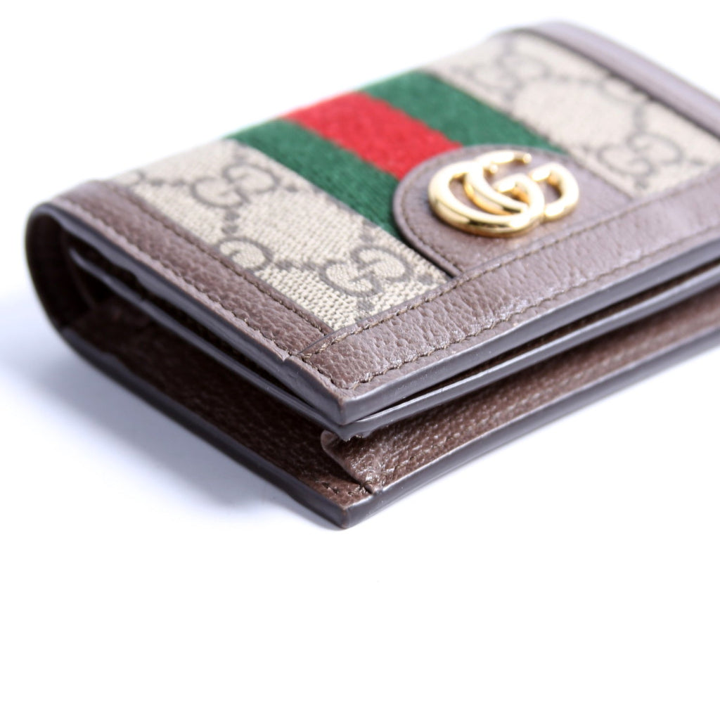 523155 Ophidia GG Card Case Wallet Brown