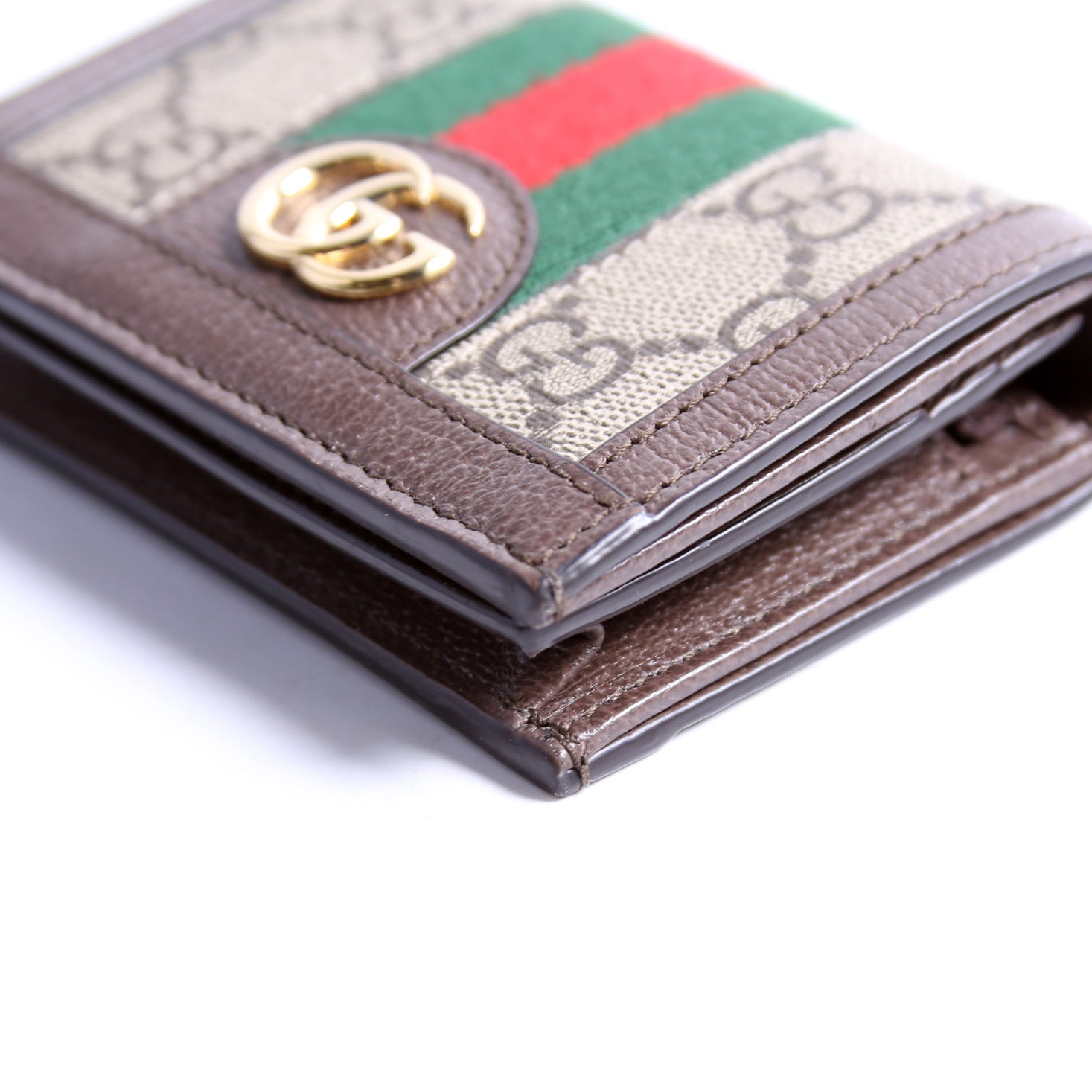 523155 Ophidia GG Card Case Wallet Brown