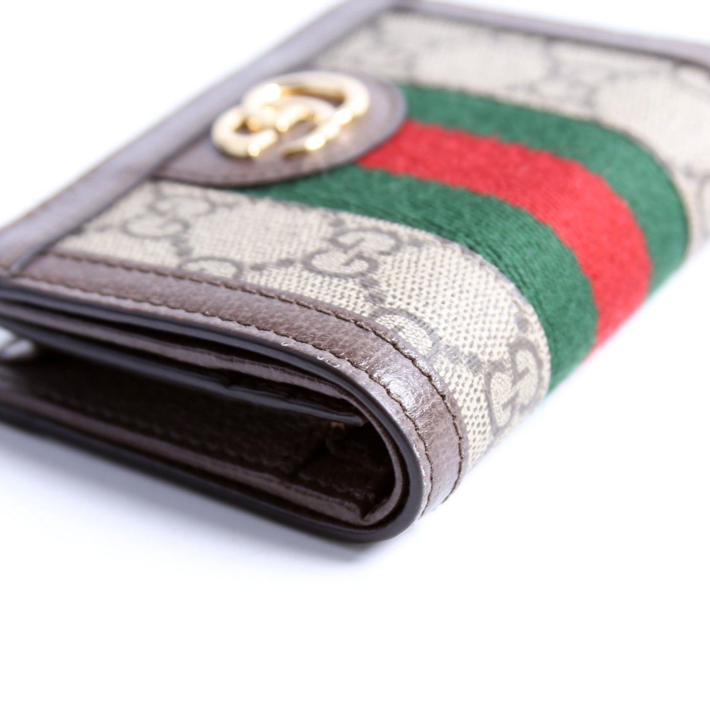 523155 Ophidia GG Card Case Wallet Brown