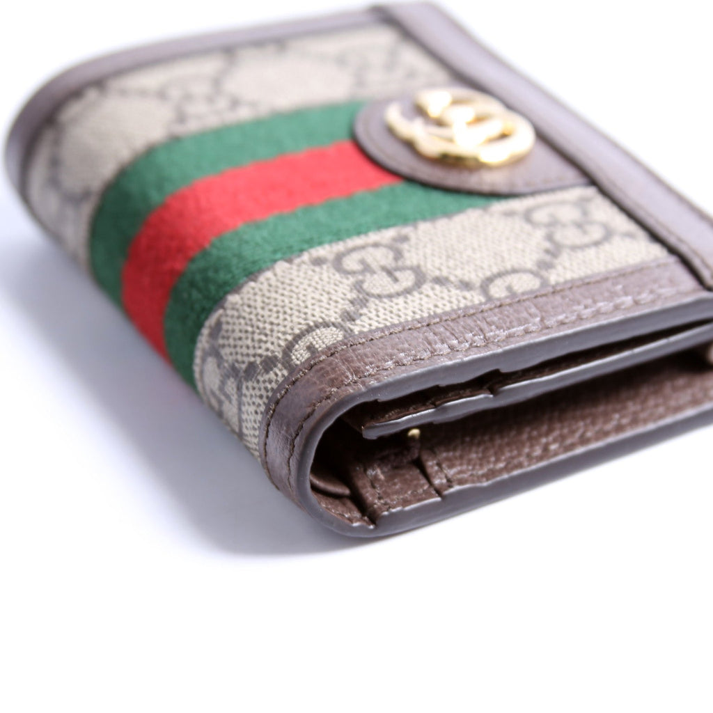 523155 Ophidia GG Card Case Wallet Brown