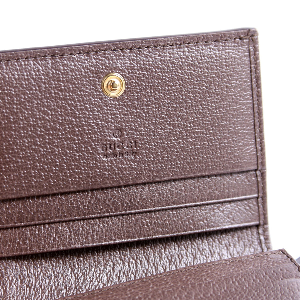 523155 Ophidia GG Card Case Wallet Brown