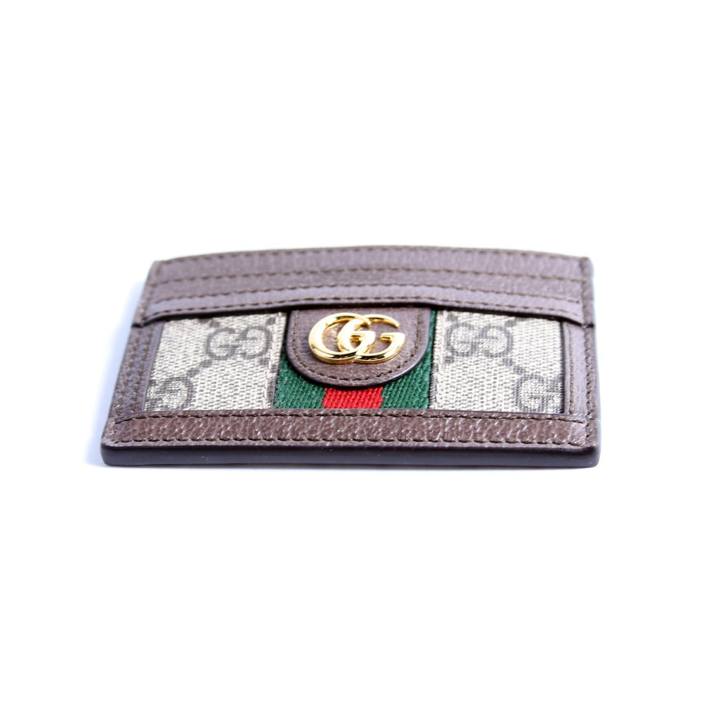 523159 Ophidia GG Card Case Brown