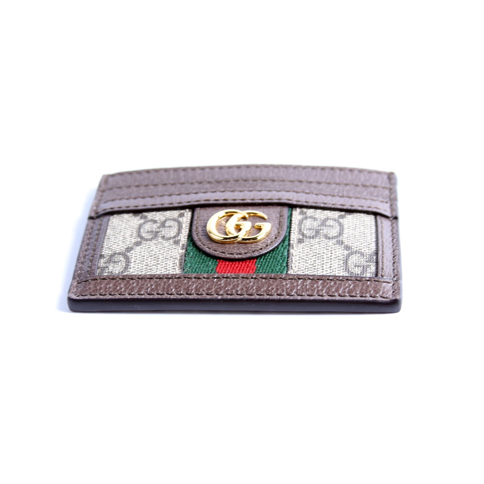 523159 Ophidia GG Card Case Brown