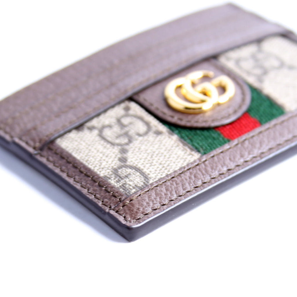 523159 Ophidia GG Card Case Brown