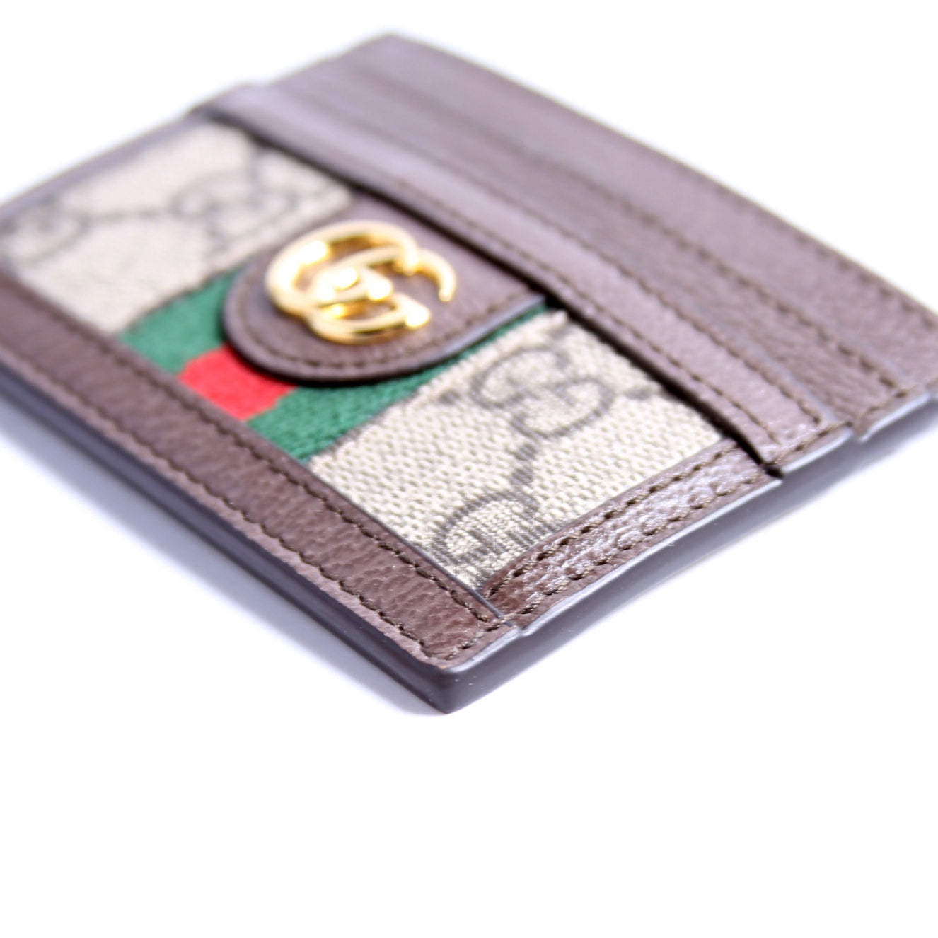 523159 Ophidia GG Card Case Brown