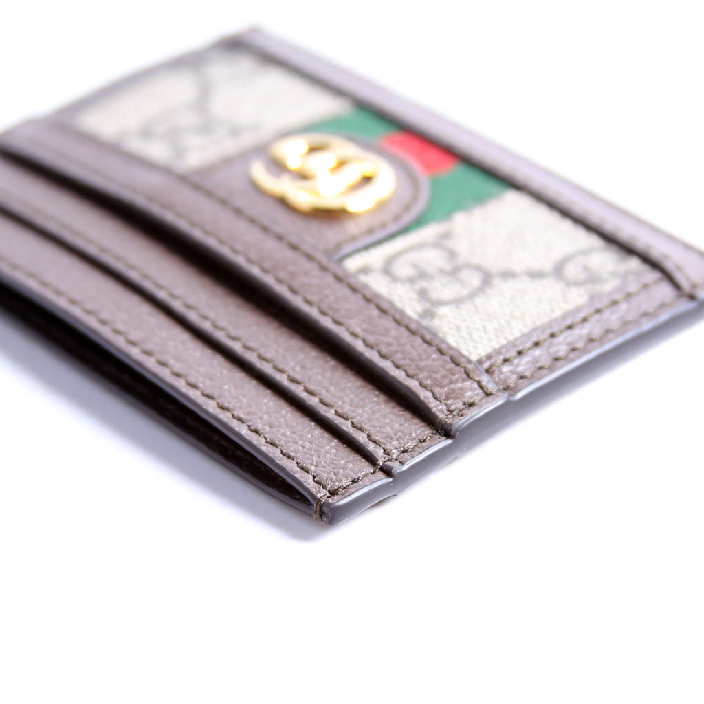 523159 Ophidia GG Card Case Brown