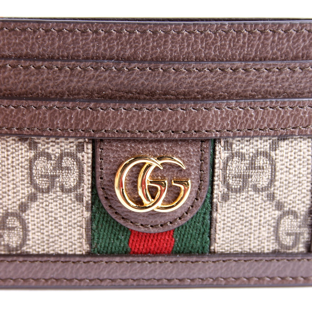 523159 Ophidia GG Card Case Brown