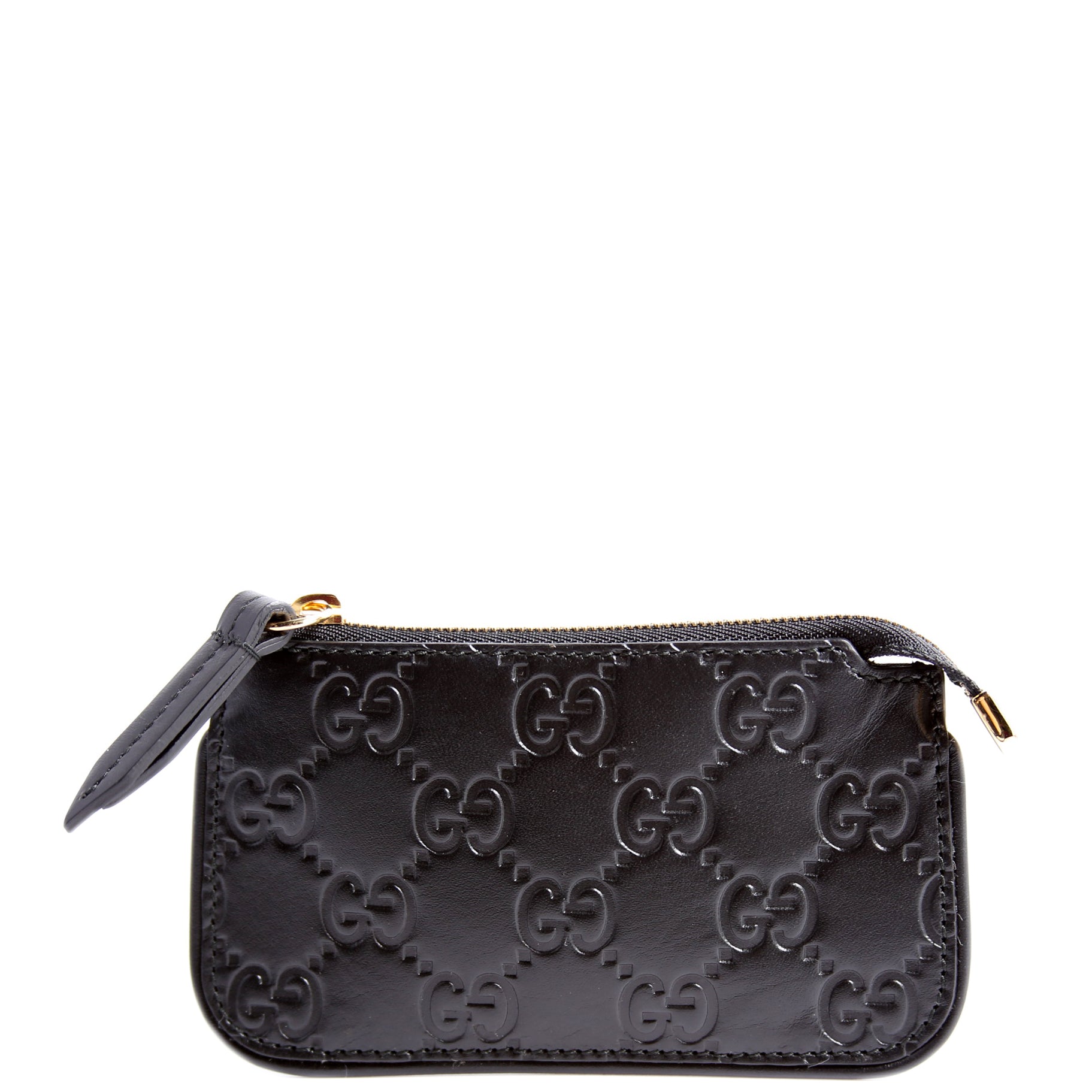 447964 GG Leather Key Pouch Black