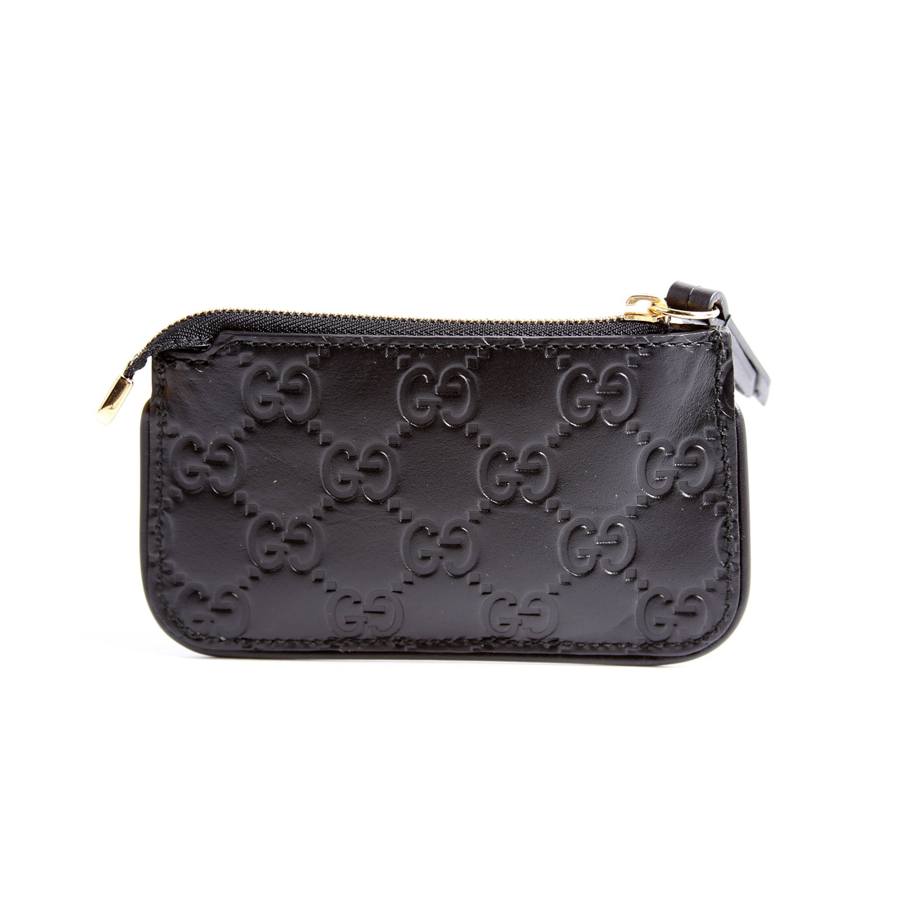 447964 GG Leather Key Pouch Black
