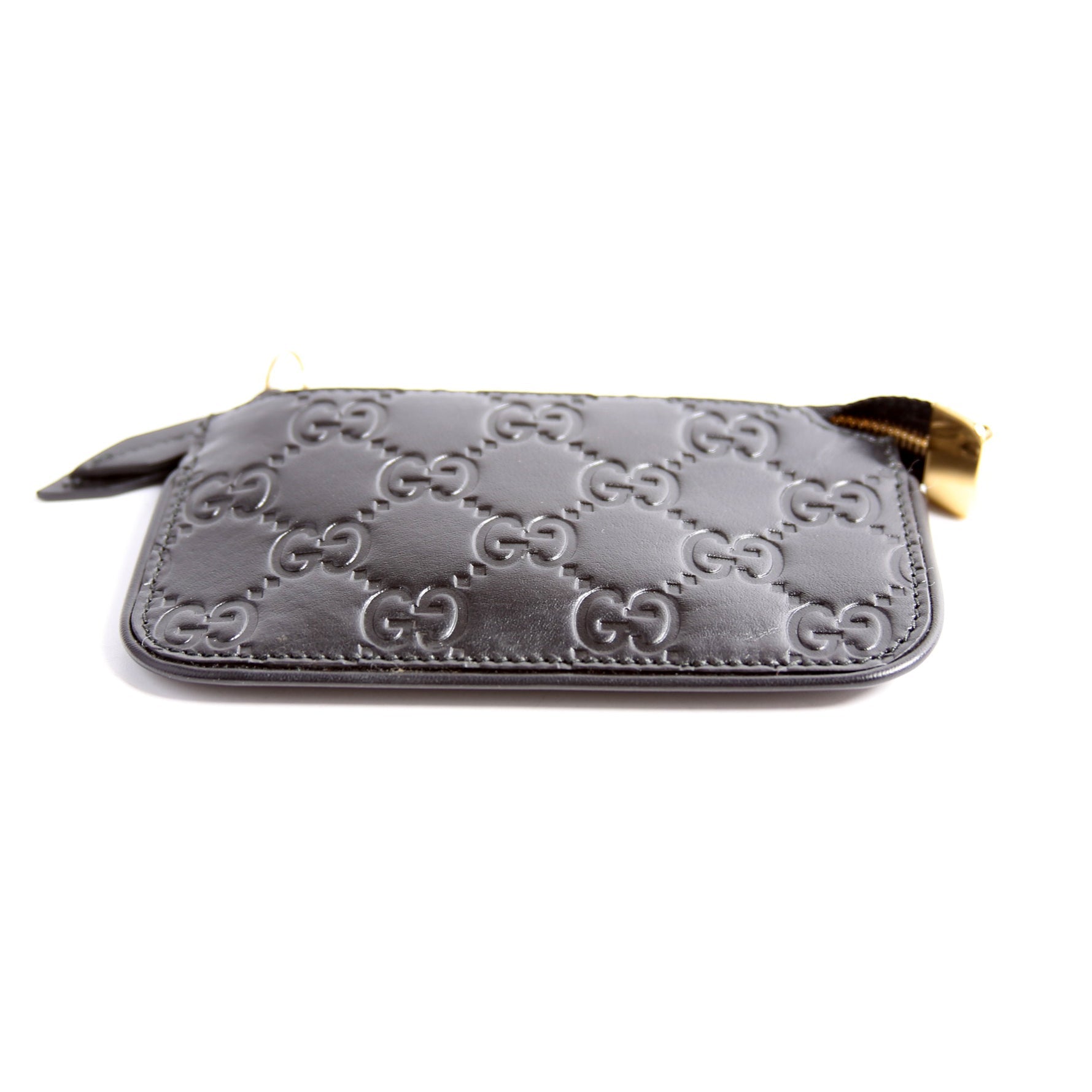 447964 GG Leather Key Pouch Black