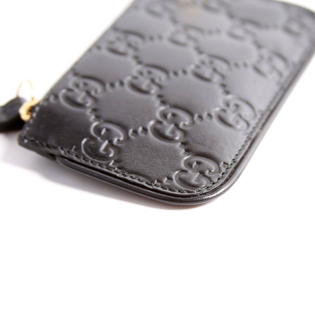 447964 GG Leather Key Pouch Black