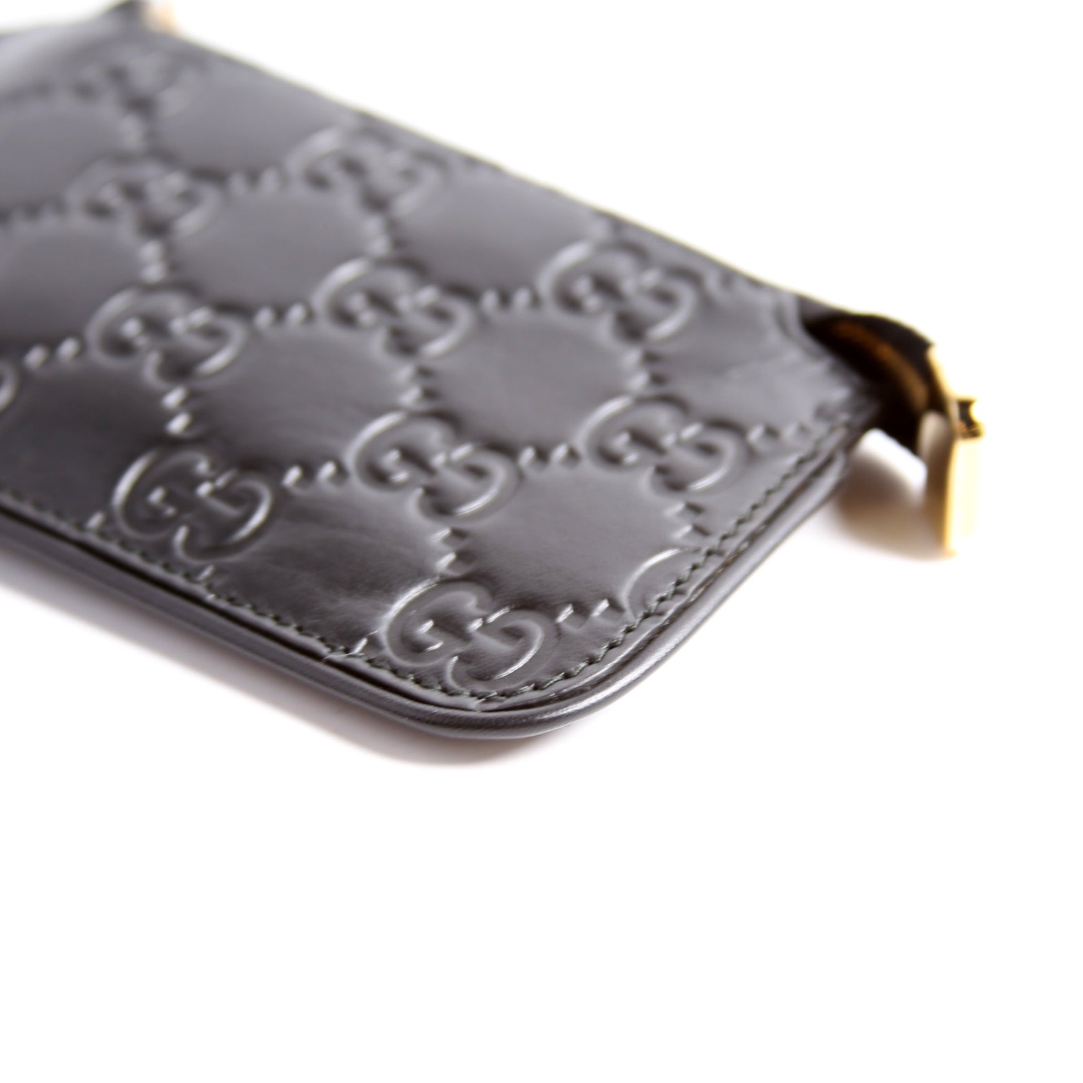 447964 GG Leather Key Pouch Black