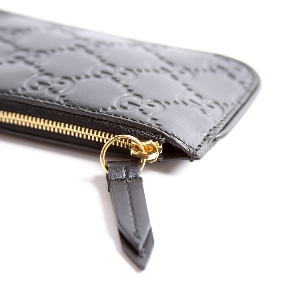 447964 GG Leather Key Pouch Black