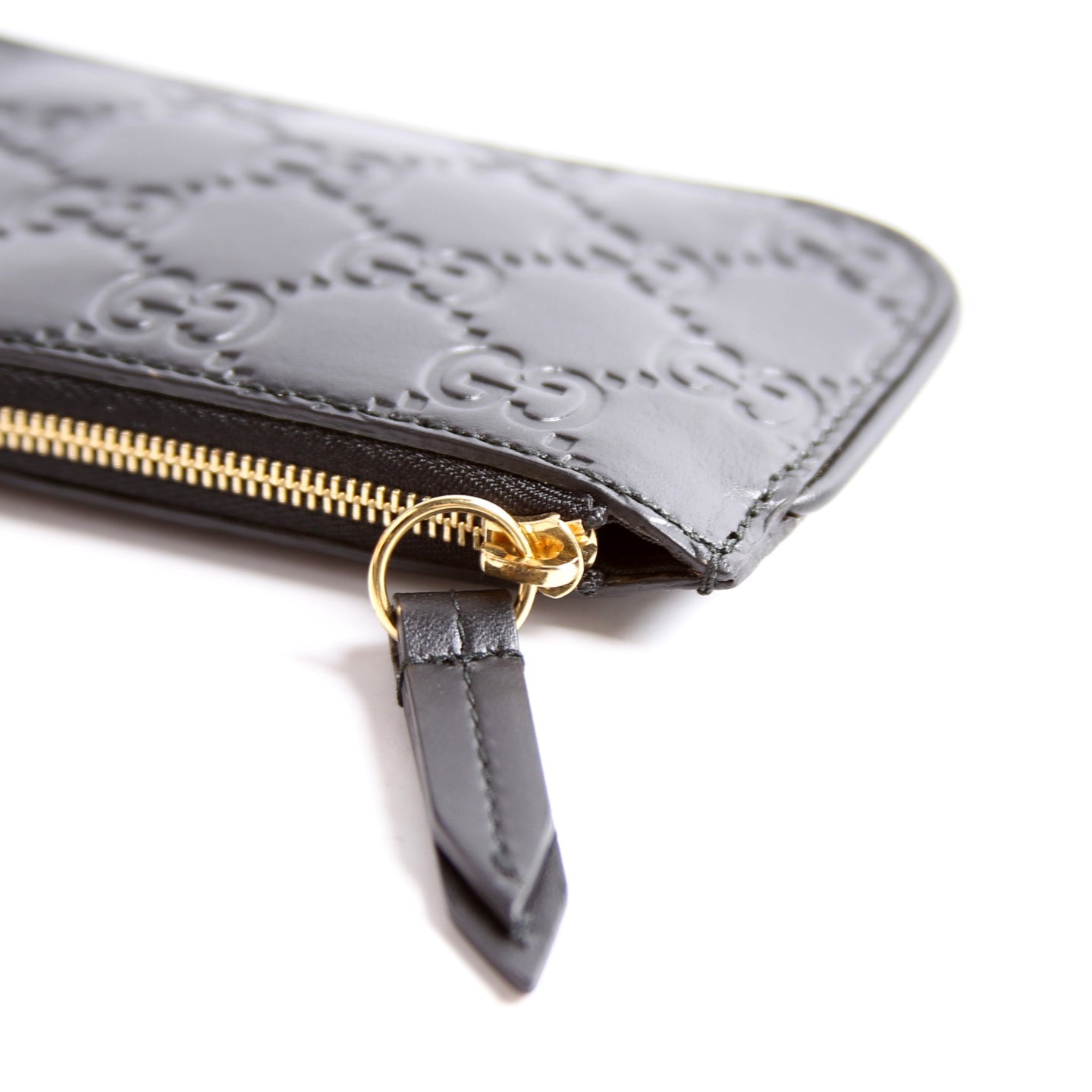 447964 GG Leather Key Pouch Black