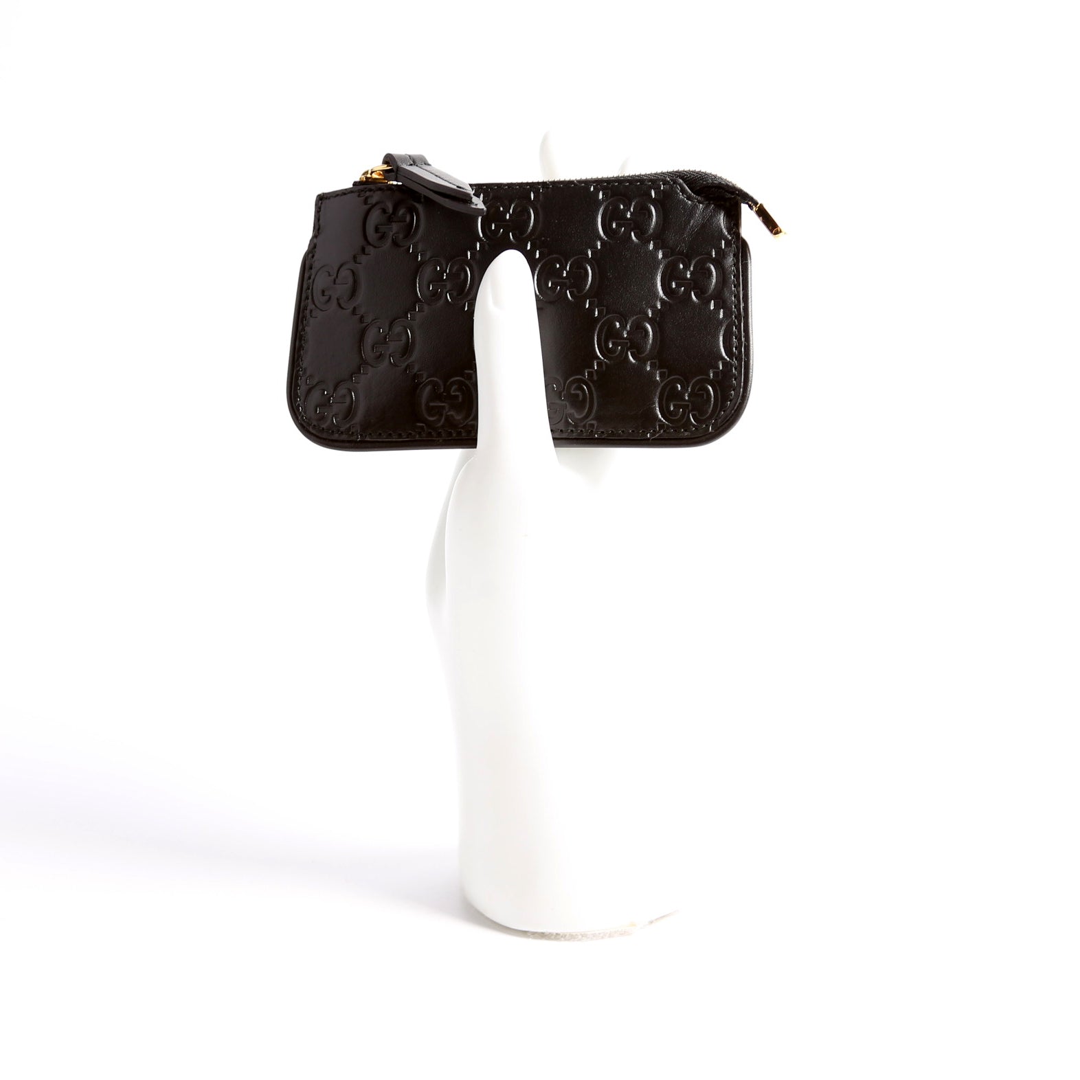 447964 GG Leather Key Pouch Black