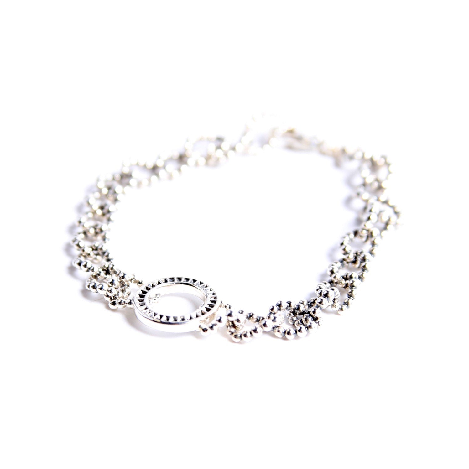 Circle Link Caviar Spark Bracelet 925/Diamonds