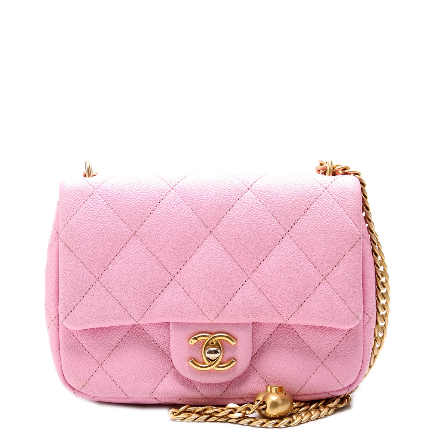 Classic Flap Mini Sweetheart Chain Caviar RFID Pink