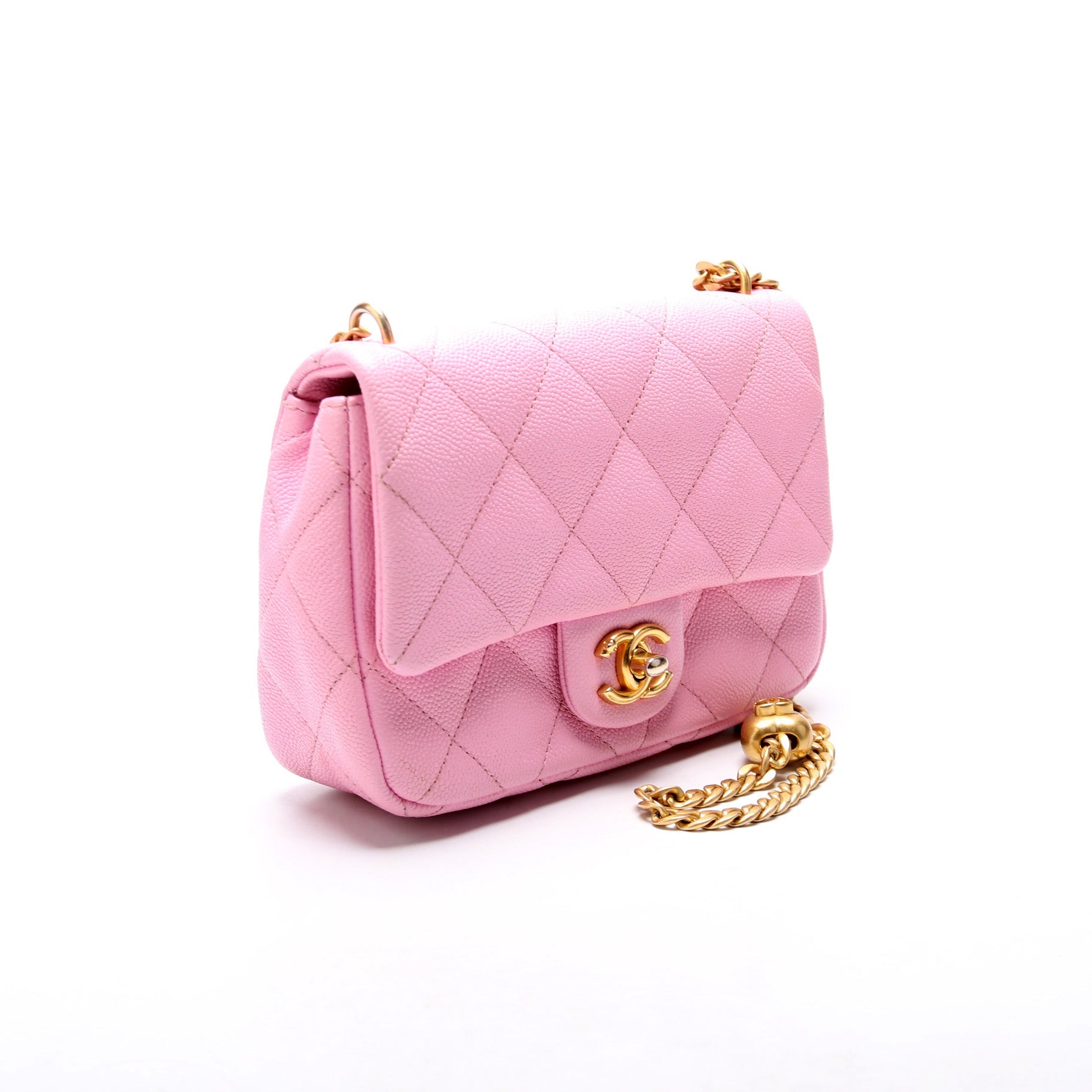Classic Flap Mini Sweetheart Chain Caviar RFID Pink