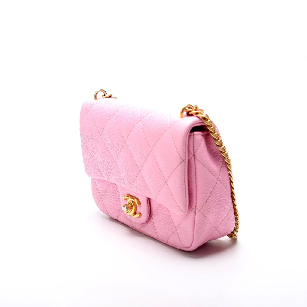 Classic Flap Mini Sweetheart Chain Caviar RFID Pink
