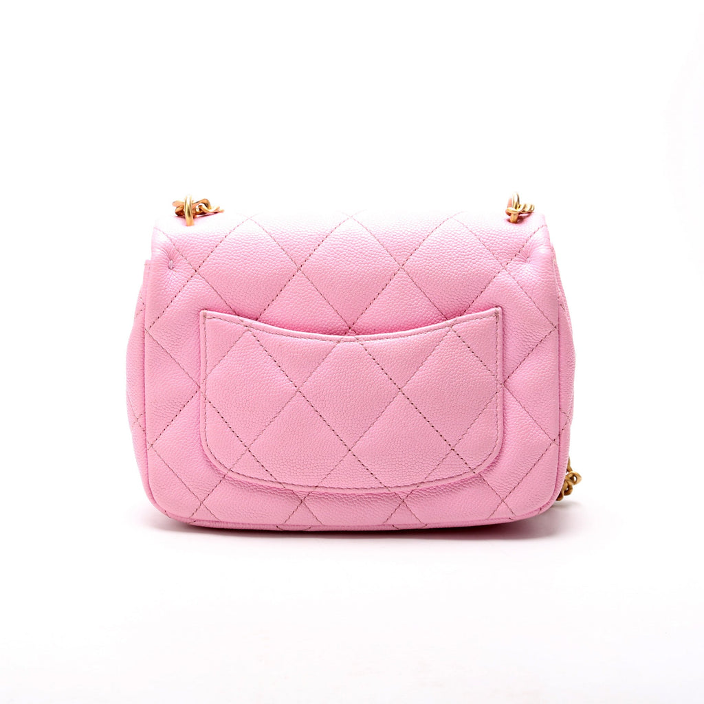 Classic Flap Mini Sweetheart Chain Caviar RFID Pink