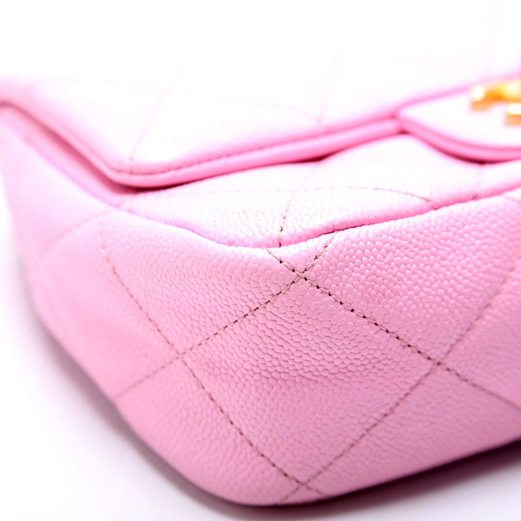 Classic Flap Mini Sweetheart Chain Caviar RFID Pink